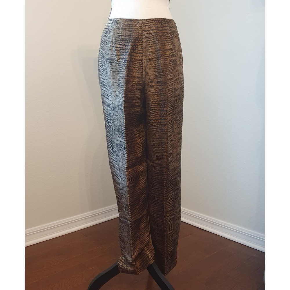 Sunny Leigh Silk Dress Pants Size 10 Animal Print Retro Side Zipper High Rise